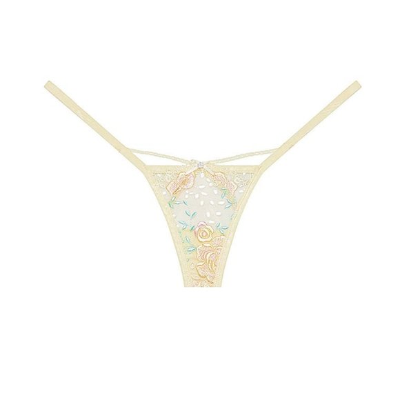 FOR LOVE & LEMONS VINTAGE EYELET ROSE THONG PANTY - Picture 3 of 7